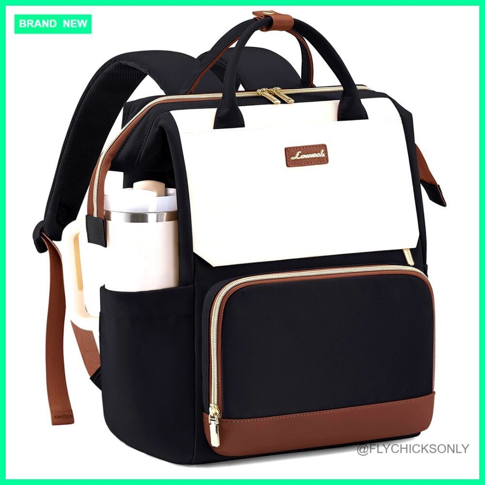 15.6 Inch Laptop Backpack with Tumbler Holder, Water Resistant Travel Work Bag